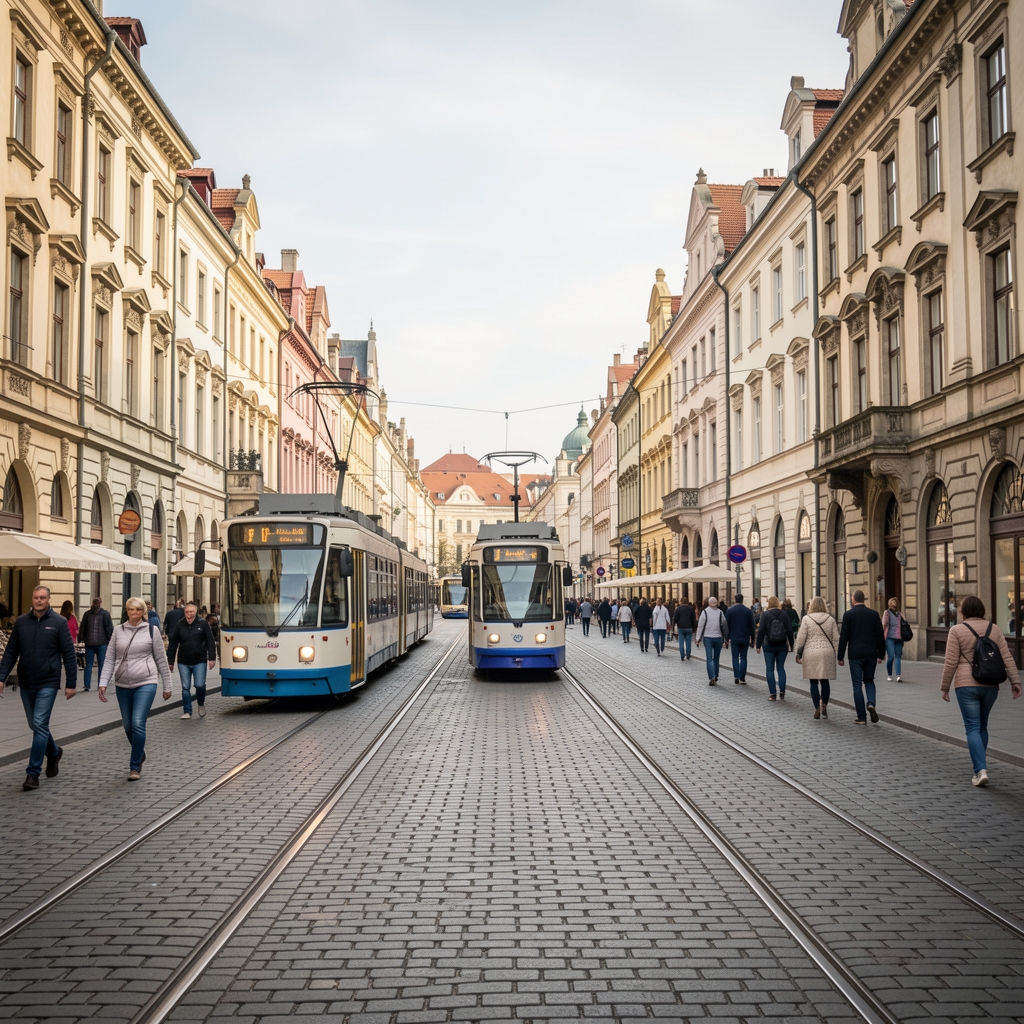 Živahni Trg bana Josipa Jelačića u centru Zagreba, građani u prolazu, tramvaji i stare gradske zgrade